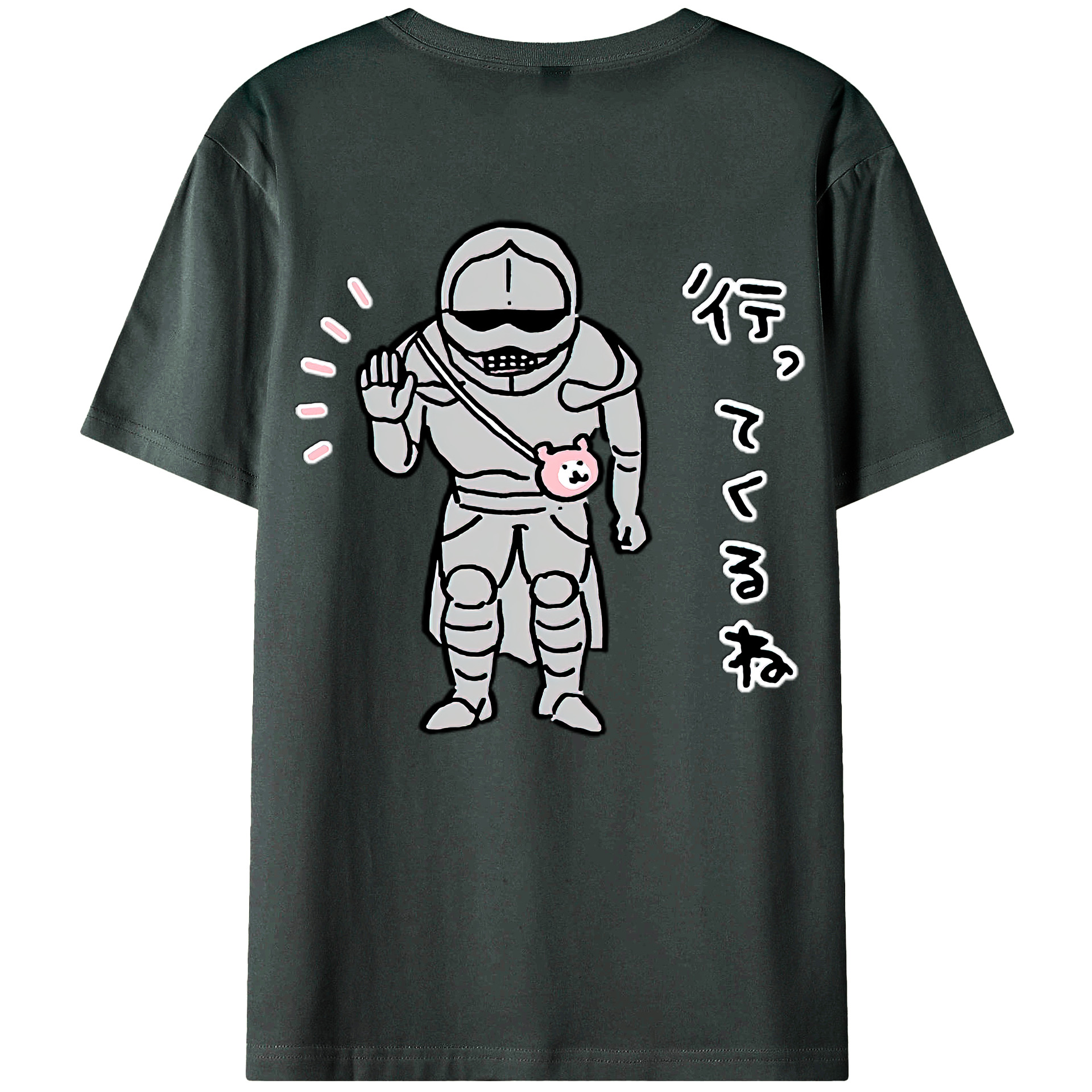 （画像用） ちいかわ 労働の鎧さん Chii-kawa Mr. Armor of Labor 綿100％ メンズ半袖Tシャツ（バックプリント） 通気性